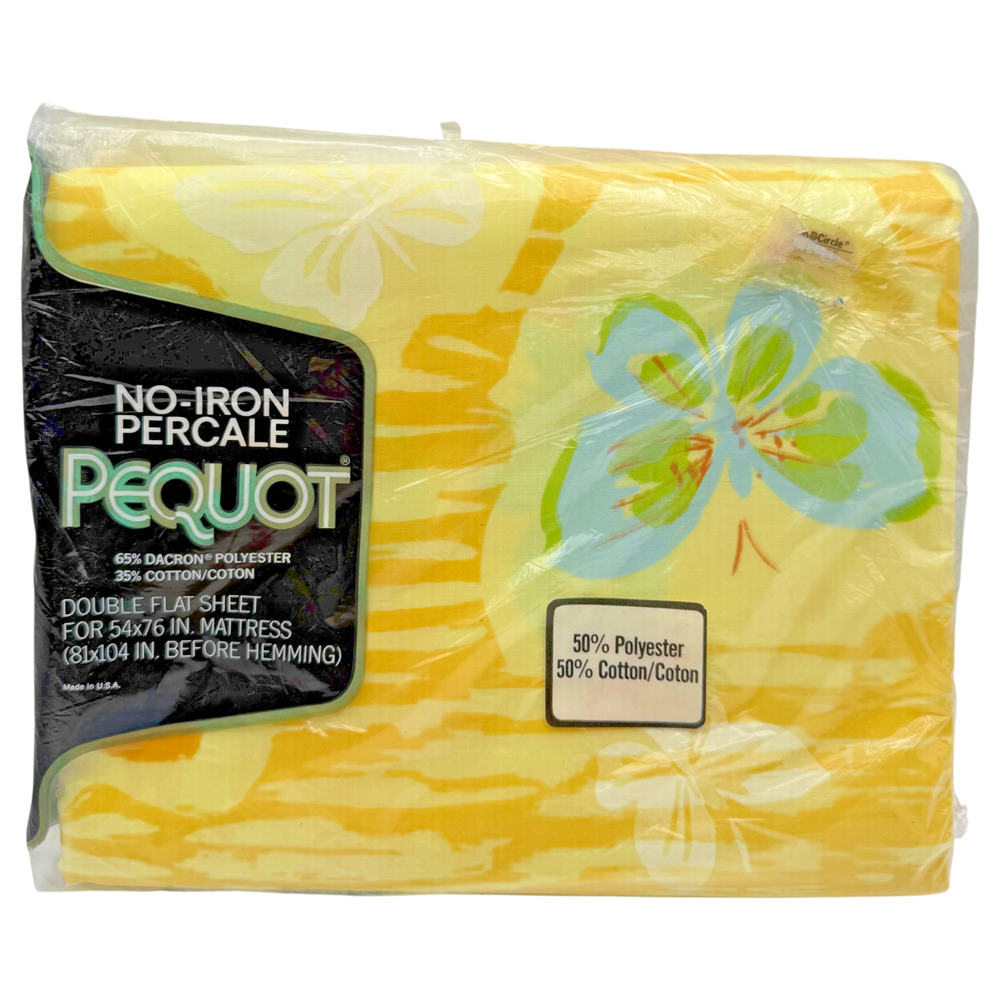 Vintage Pequot Flutter Bye DOUBLE Flat Sheet Butterfly Spring Mills NOS Sealed